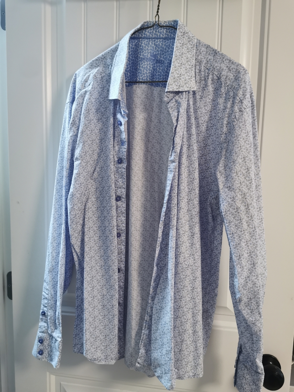 Men's Light Blue Micro Floral Dress Shirt